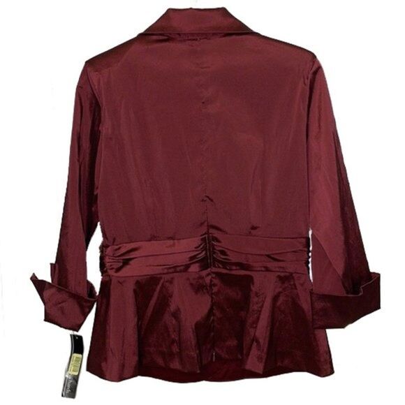R&M Richards Maroon Red Cocktail Jacket Top Womens Size 12 Rhinestones NEW - Picture 4 of 12